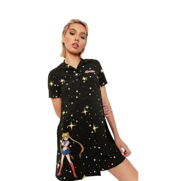 Sailor Guardians Sparkler Short  Sleeve Button Up Dress- - Picture 5 of 6